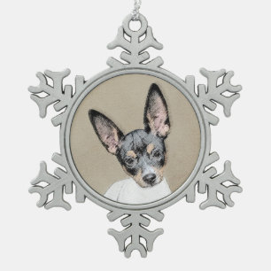 Rat Terrier Painting - Niedliche Original Dog Art Schneeflocken Zinn-Ornament