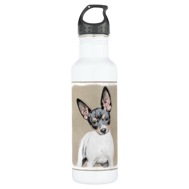 Rat Terrier Painting - Niedliche Original Dog Art Trinkflasche (Vorderseite)