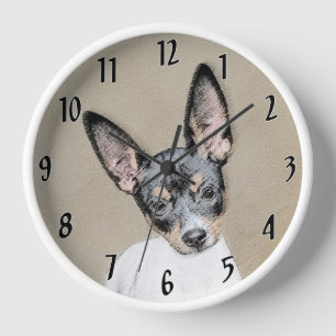 Rat Terrier Painting - Niedliche Original Dog Art Uhr