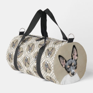 Rat Terrier Painting Tri Color Original Dog Art Duffle Bag