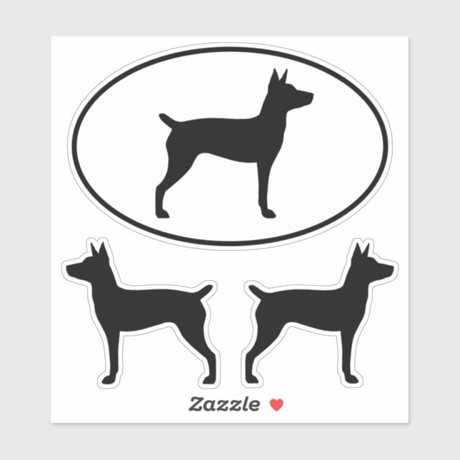 Rat Terrier Pet Hund Silhouetten Vinyl Sticker Set (Blatt)