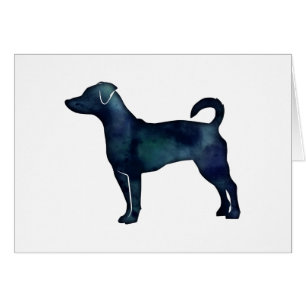 Rat Terrier Rasse Silhouette Black Watercolor Card