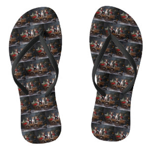 Rat Terrier Schneeschlitten Weihnachtsdekoration Flip Flops