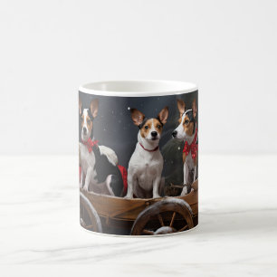 Rat Terrier Schneeschlitten Weihnachtsdekoration Kaffeetasse