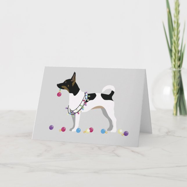 Rat Terrier Silhouette Weihnachtsdesign Feiertagskarte (Vorderseite)