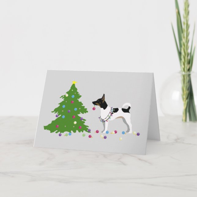Rat Terrier Silhouette Weihnachtsdesign Feiertagskarte (Vorderseite)