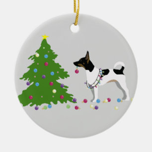 Rat Terrier Silhouette Weihnachtsdesign Keramikornament
