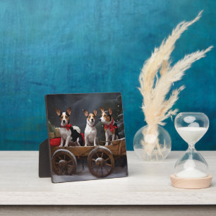 Rat Terrier Snowy Sleigh Weihnachtsdekor Fotoplatte