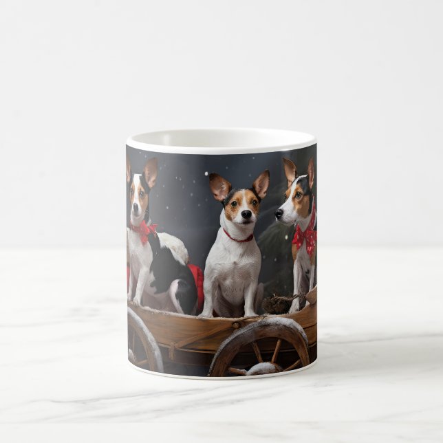 Rat Terrier Snowy Sleigh Weihnachtsdekor Kaffeetasse (Mittel)