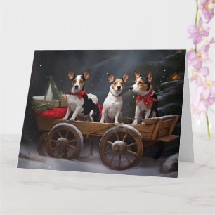 Rat Terrier Snowy Sleigh Weihnachtsdekor Karte