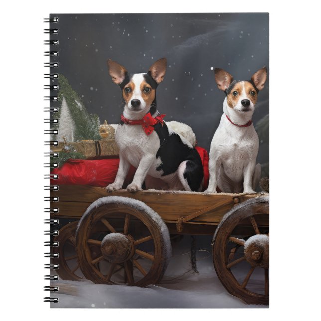Rat Terrier Snowy Sleigh Weihnachtsdekor Notizblock (Vorderseite)