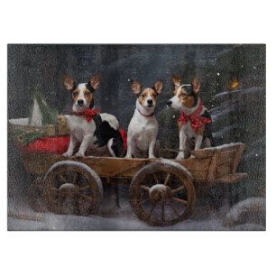 Rat Terrier Snowy Sleigh Weihnachtsdekor Schneidebrett