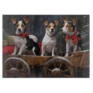 Rat Terrier Snowy Sleigh Weihnachtsdekor Schneidebrett