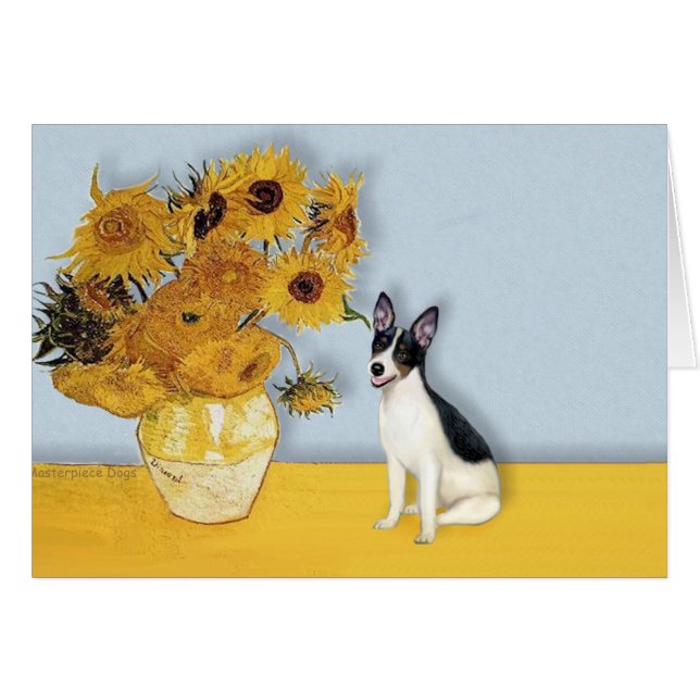 Rat Terrier - Sonnenblumen (Vorderseite (Horizontal))