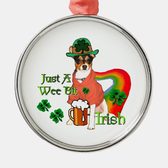 Rat Terrier St Patricks Ornament Aus Metall (Vorne)