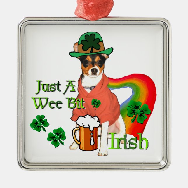 Rat Terrier St Patricks Silbernes Ornament (Vorne)