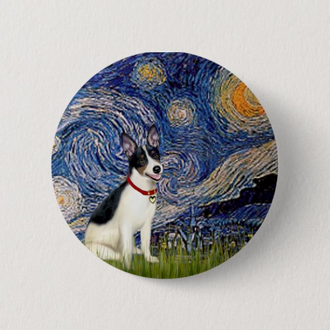 Rat Terrier - Sternennacht Button (Vorderseite)