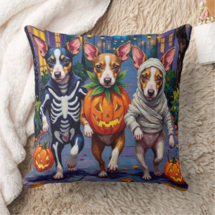 Rat Terrier Süßigkeitenbetteln Halloween Kostüme Kissen
