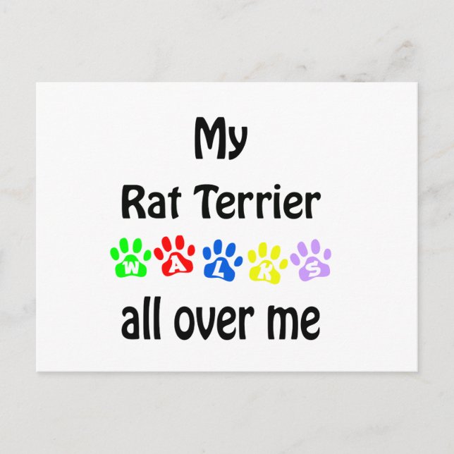 Rat Terrier Walks Design Postkarte (Vorderseite)