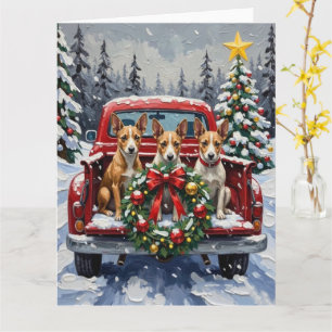 Rat Terrier Weihnachten Rotes Lastwagen Ferien Karte