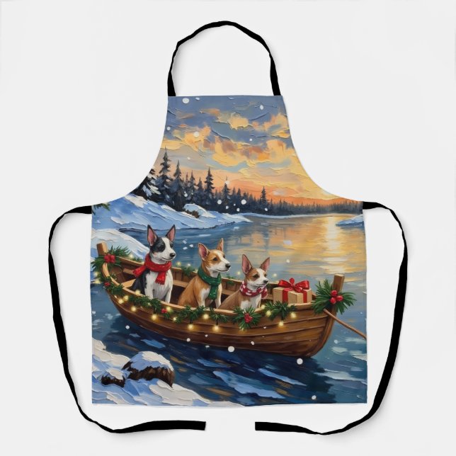 Rat-Terrier-Weihnachtsboot-Feier Schürze (Vorderseite)