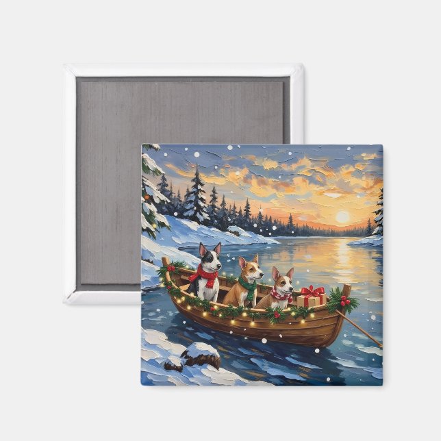 Rat Terrier Weihnachtsboot Urlaub Magnet (Vorderseite/Rückseite)