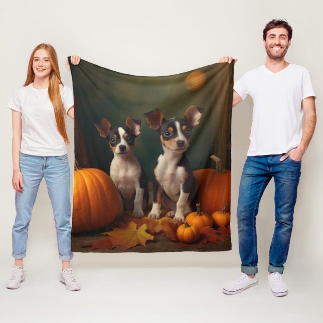 Rat Terrier Welpe Autumn Delight Pumpkin Fleecedecke (Beispiel)