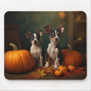 Rat Terrier Welpe Autumn Delight Pumpkin Mousepad