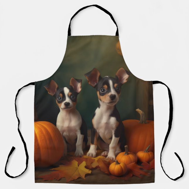 Rat Terrier Welpe Autumn Delight Pumpkin Schürze (Vorderseite)