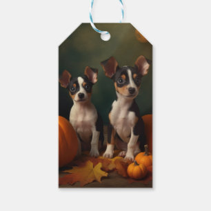 Rat Terrier Welpe Herbstfreude Kürbis Geschenkanhänger