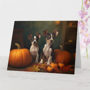 Rat Terrier Welpe Herbstfreude Kürbis  Karte