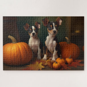 Rat Terrier Welpe Herbstfreude Kürbis  Puzzle