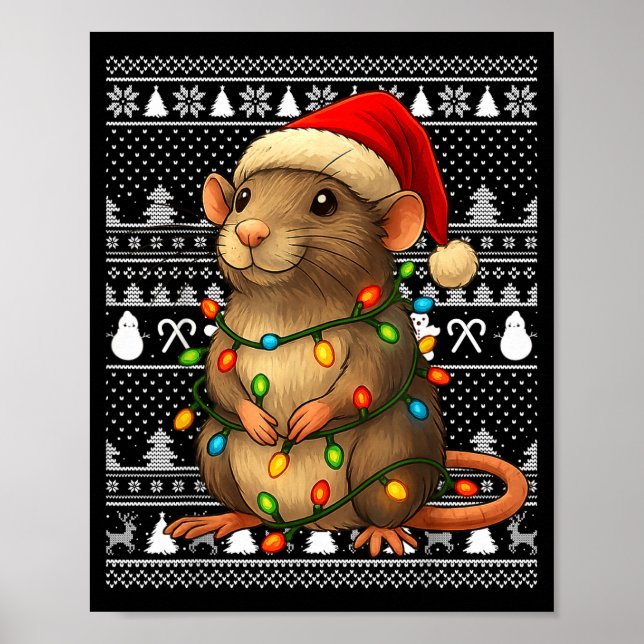 Rat Ugly Christmas Santa Costume Family Xmas Women Poster (Vorne)