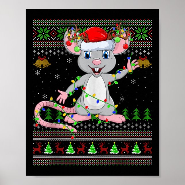 Rat Ugly Christmas Sweaters Holiday Santa Cute Xma Poster (Vorne)