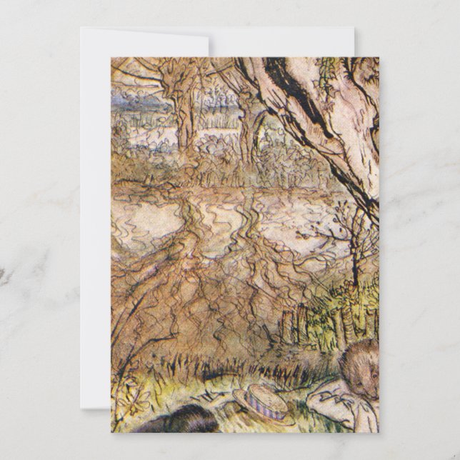 Rat und Mole haben einen Picnic - Arthur Rackham Einladung (Vorderseite)
