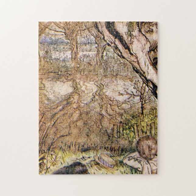 Rat und Mole haben einen Picnic - Arthur Rackham Puzzle (Vertikal)