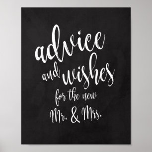 Rat- und Wunsch-Schiefertafel 8x10 Hochzeitsschild Poster