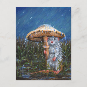 Rat unter Mushroom Postcard Postkarte