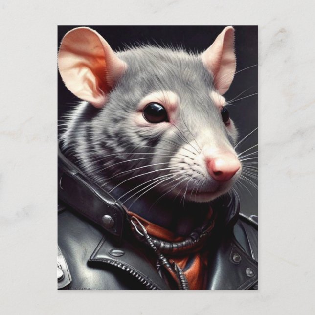 Rat Wear Leather Jacket Postkarte (Vorderseite)