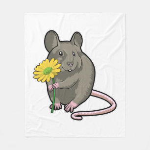 Rat with yellow Flower Fleecedecke