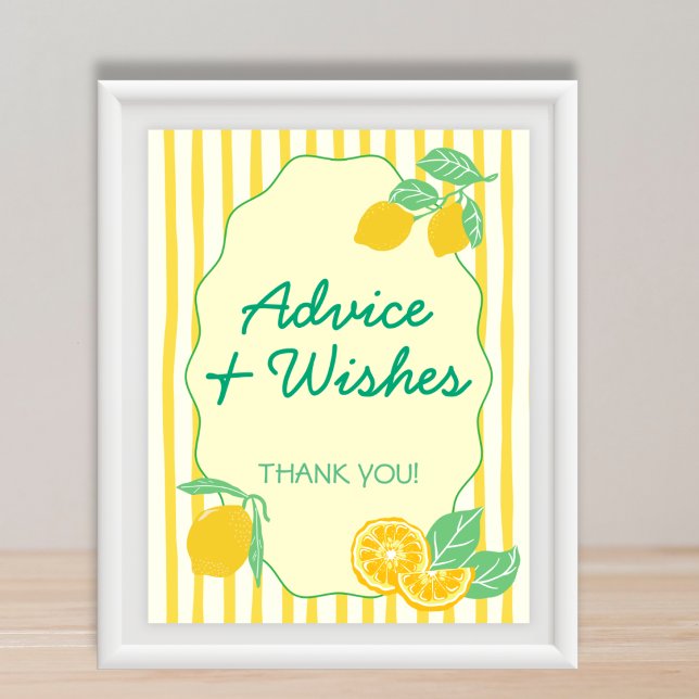 Rat & Wünsche Gelb Grüne Zitrone Abschlussfeier Poster (Advice & Wishes Yellow Green Lemon Graduation Poster)