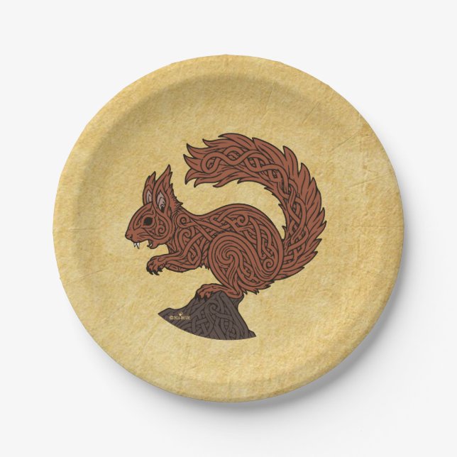 Ratatöskr, nordisches / Wikinger-Eichhörnchen Pappteller (Vorderseite)