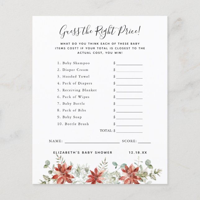 Rate den Preis | Baby Showspiel (Vorderseite)