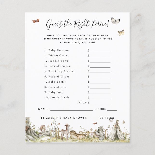 Rate den Preis | Baby Showspiel (Vorderseite)