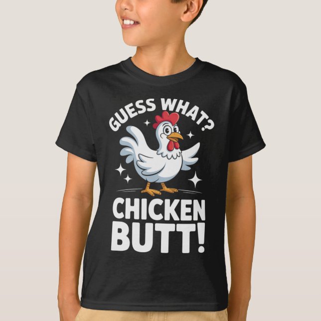Rate Mal Hühnerhintern Clic Kinderwitz Design  T-Shirt (Vorderseite)