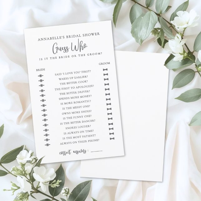 Rate mal - Minimalistischer Junggesellinnen-Abschi (Guess Who Minimalist Bridal Shower Game)