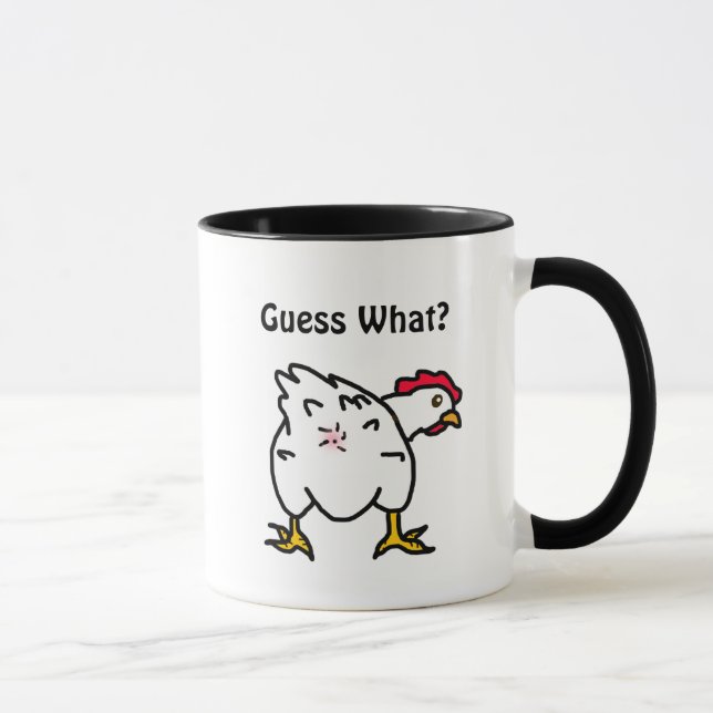 Rate mal was? Hühner Hintern Funny Chicken Spaß Tasse (Rechts)
