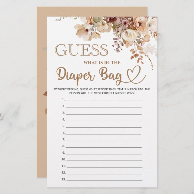 Rate mal, was in der Windeln-Tasche Blumendusche f (Vorne/Hinten)