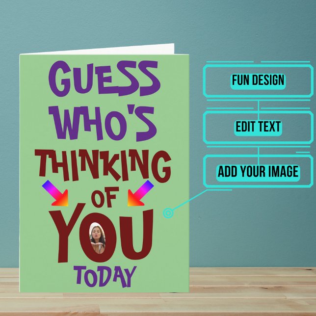 Rate mal, wer an dich denkt karte (Sending a "thinking of you" card is one of the most thoughtful messages you can send.)