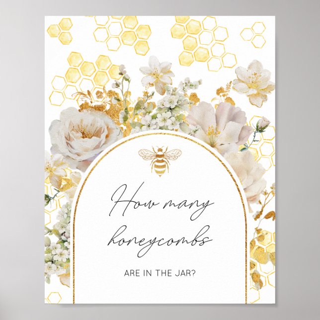 Rate mal, wie viele Honigwaben im Glas sind Poster (Vorne)